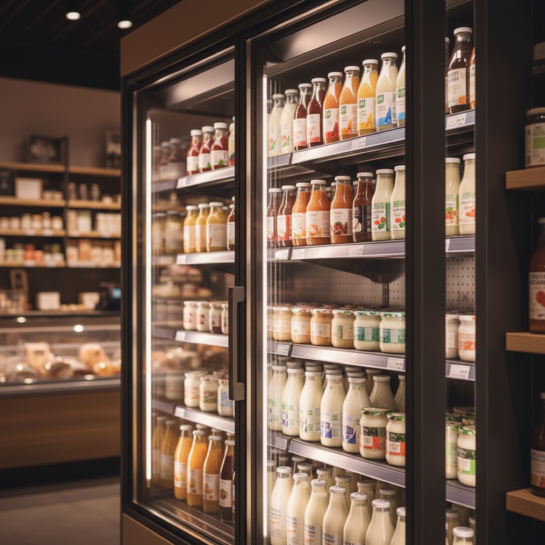 Vitrine réfrigérée murale en boutique (illustration)