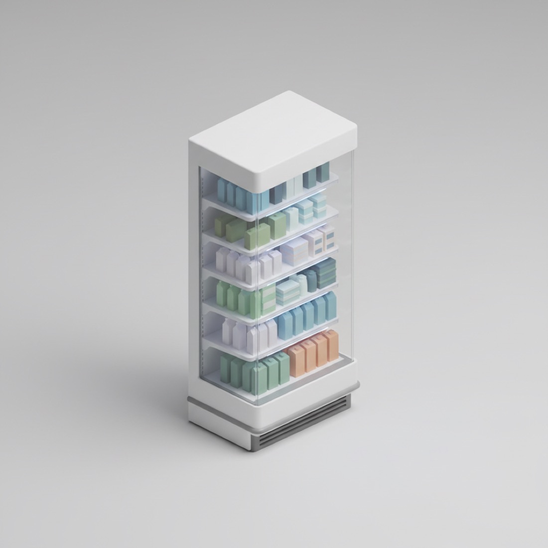 Vitrine réfrigérée murale — illustration 3D
